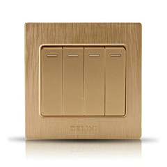 德力西CD760拉絲金墻壁開關(guān) 四開單控開關(guān)