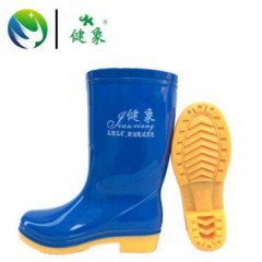 健象PVC水鞋藍(lán)色中筒防滑雨鞋女耐磨耐酸堿成人雨靴