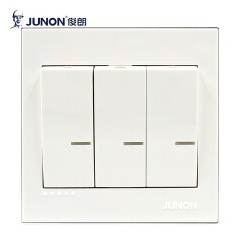 俊朗JUNON 開關插座 面板 黑白系列 10A三聯(lián)單控帶熒光開關 P831L