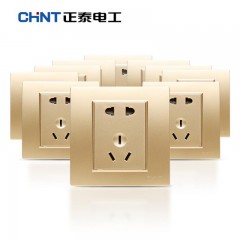 正泰墻壁開關插座 new6d香檳金色